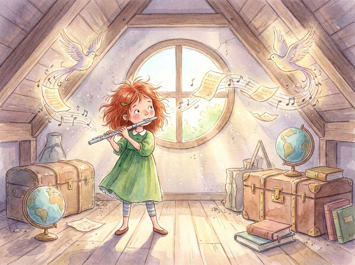 Sofía tocando la flauta